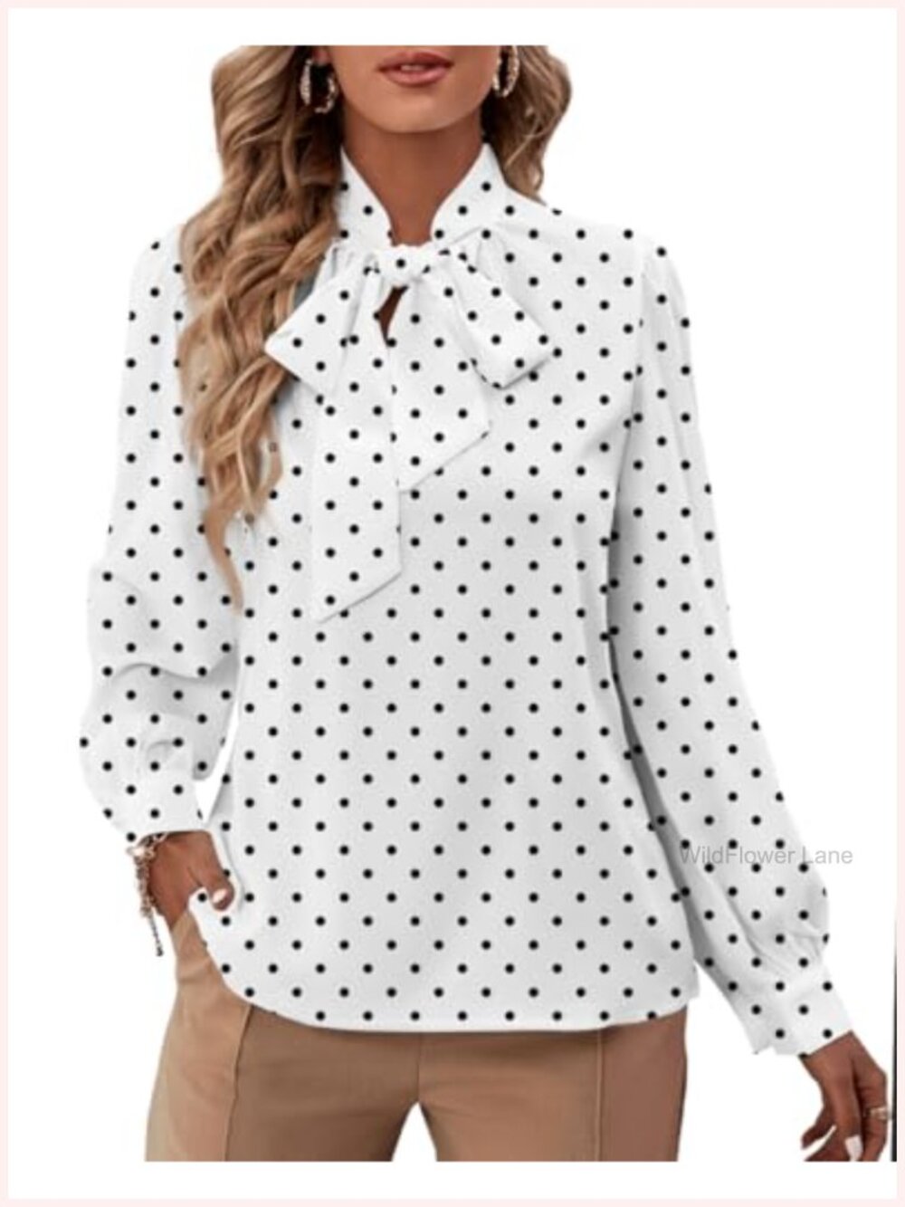 Chiffon Bow Tie Neck Blouse Long Sleeve Office Work Top